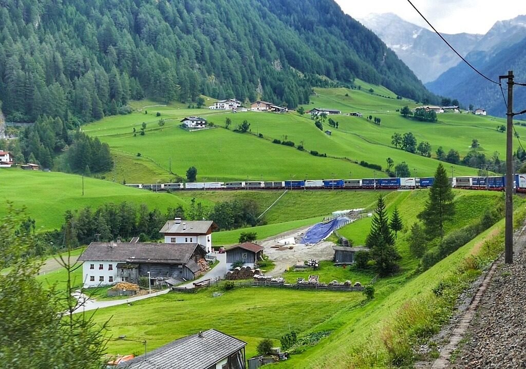 nature, landscape, grass, travel, hill, railroad, train, outlook, panorama, to travel, freight train, rail