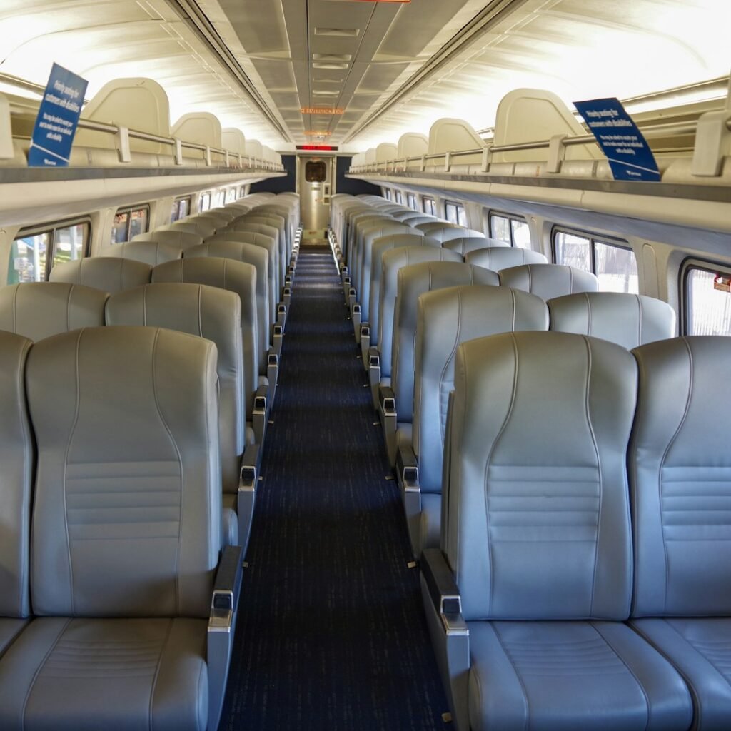 the inside of a train